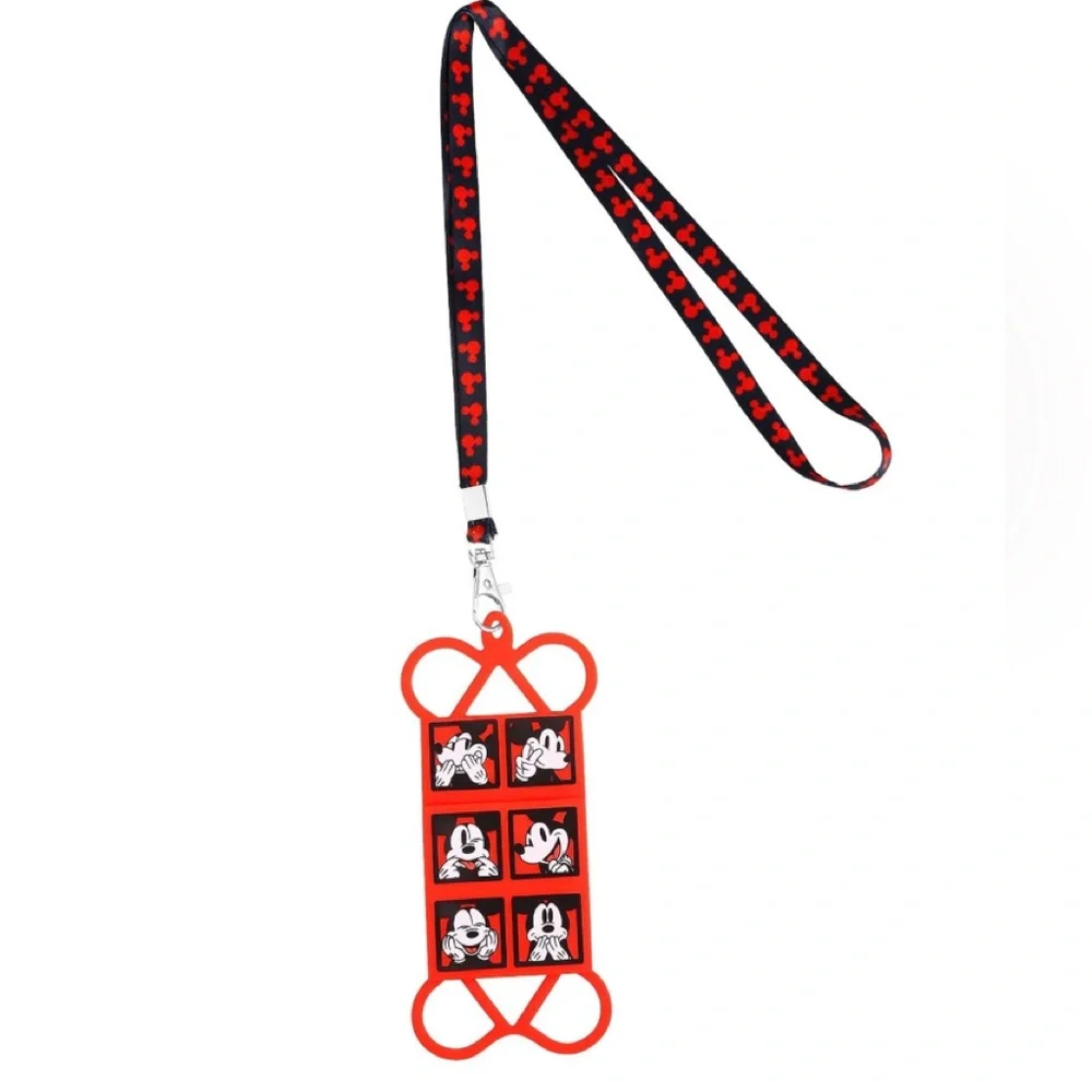 Disney Mickey Mouse smartphones Lanyard Holder w/card pouch attached red.